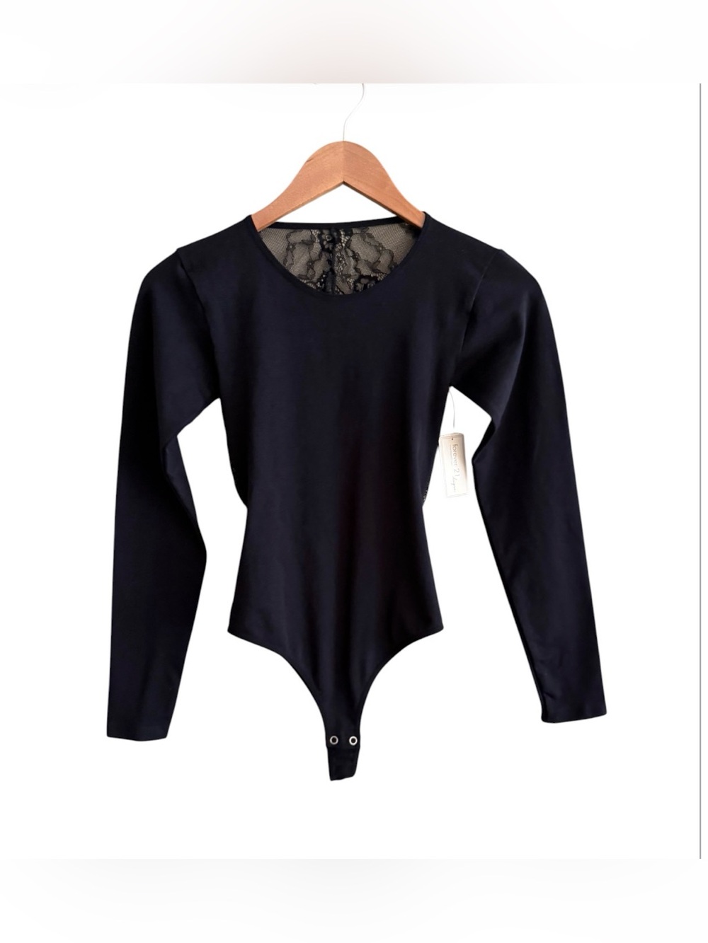 Black Long Sleeve Lace-Back Bodysuit